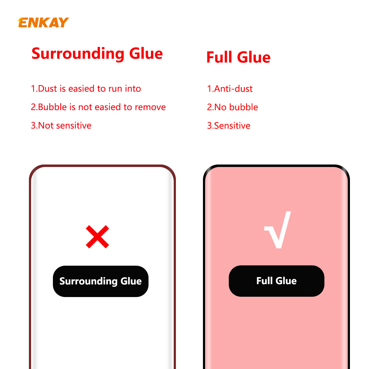 ENKAY 0.26mm 9H 3D Curved Full Glue Tempered Glass Full Screen Film for OnePlus 7T Pro 7 Pro