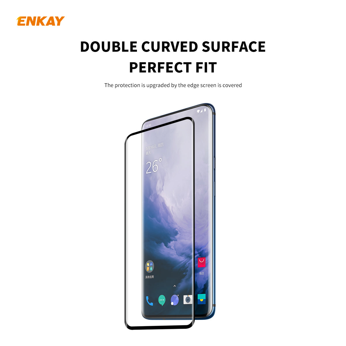 ENKAY 0.26mm 9H 3D Curved Full Glue Tempered Glass Full Screen Film for OnePlus 7T Pro 7 Pro