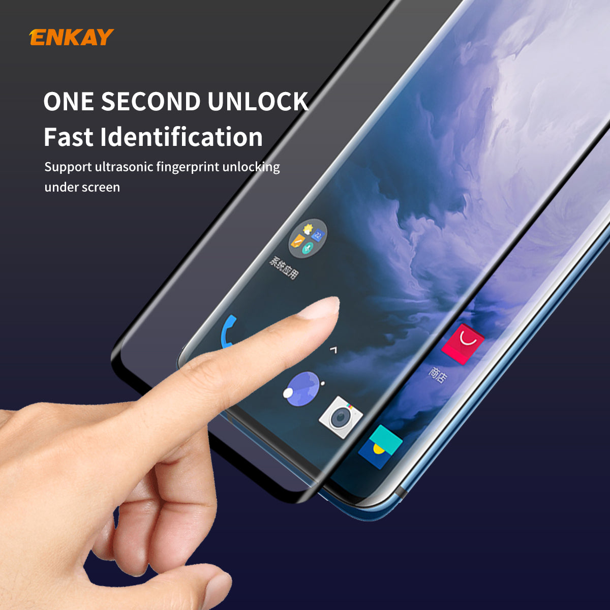 ENKAY 0.26mm 9H 3D Curved Full Glue Tempered Glass Full Screen Film for OnePlus 7T Pro 7 Pro
