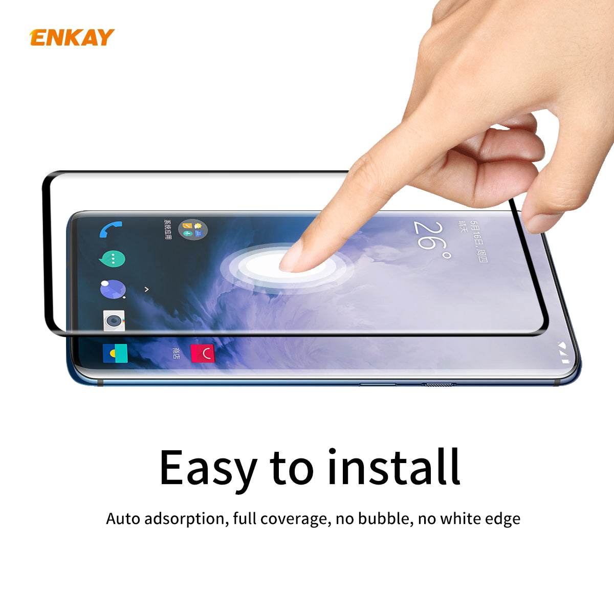 ENKAY 0.26mm 9H 3D Curved Full Glue Tempered Glass Full Screen Film for OnePlus 7T Pro 7 Pro