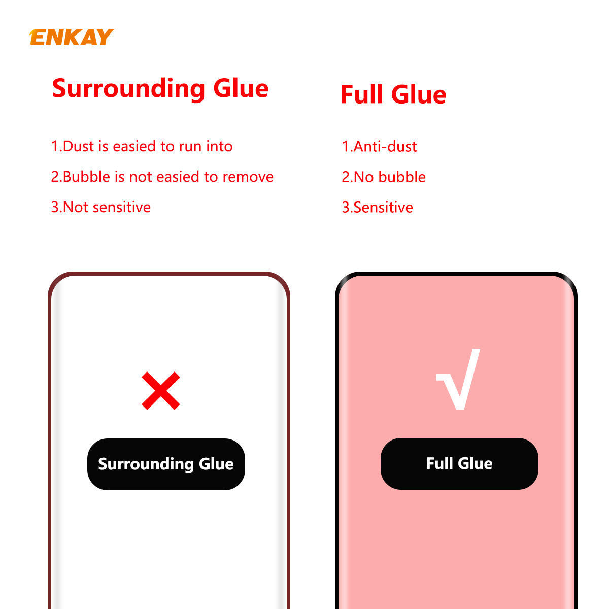 ENKAY 0.26mm 9H 3D Curved Full Glue Tempered Glass Full Screen Film for OnePlus 8