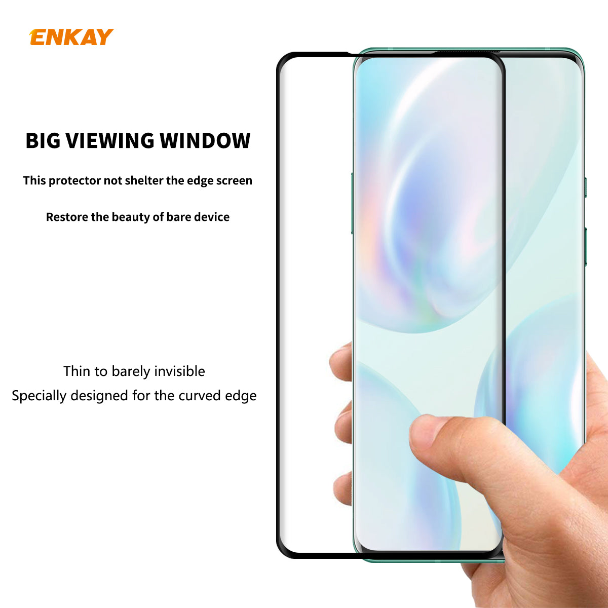 ENKAY 0.26mm 9H 3D Curved Full Glue Tempered Glass Full Screen Film for OnePlus 8