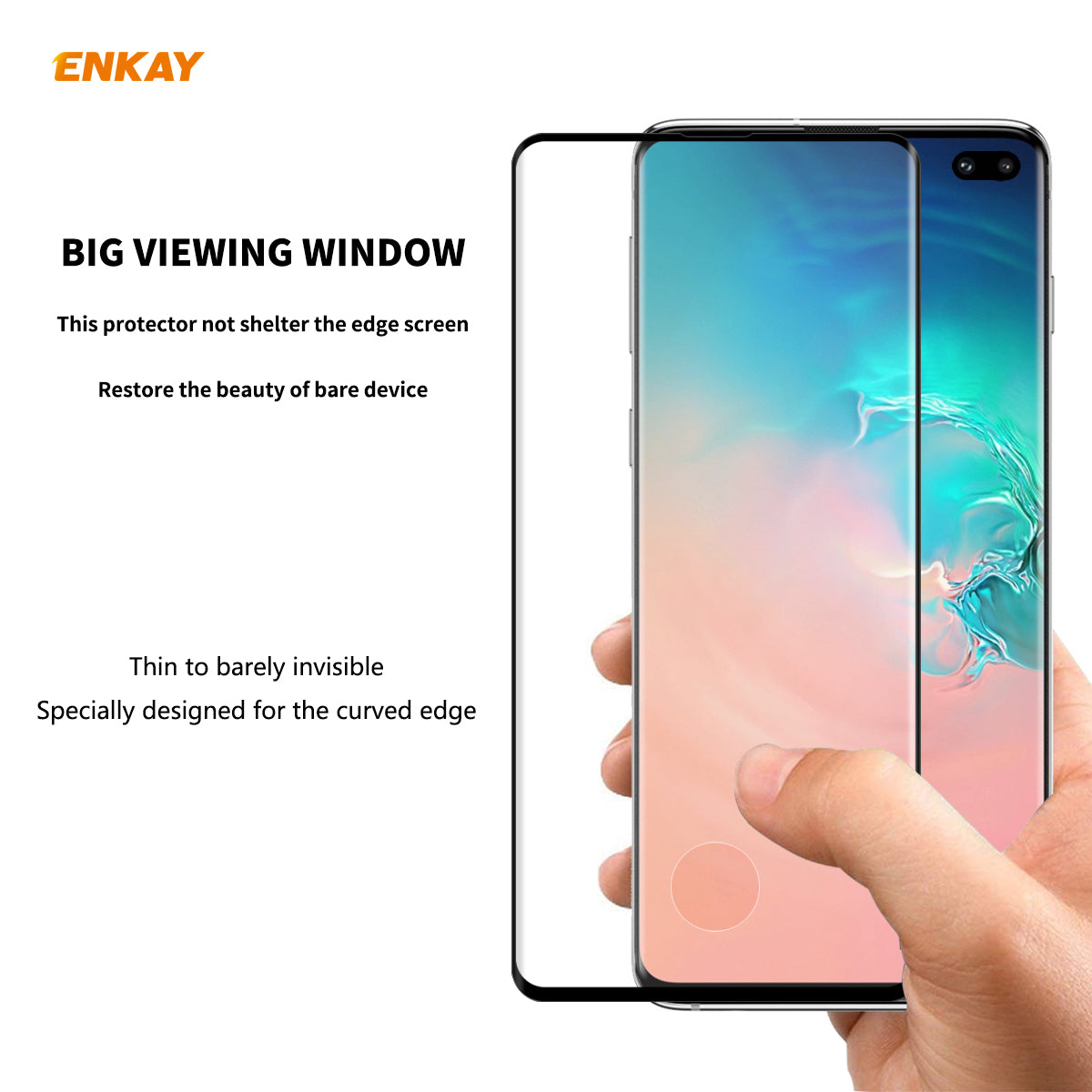 ENKAY 0.26mm 9H 3D Curved Full Glue Tempered Glass Full Screen Film Protector for Samsung Galaxy S10 Plus