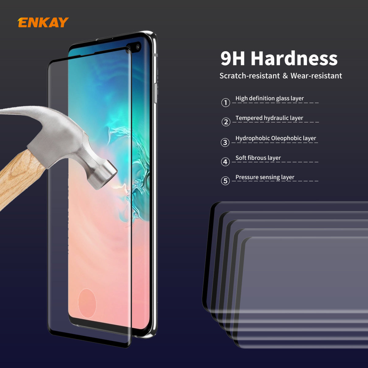 ENKAY 0.26mm 9H 3D Curved Full Glue Tempered Glass Full Screen Film Protector for Samsung Galaxy S10 Plus