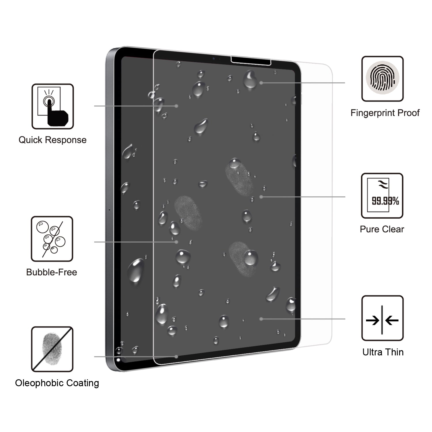 Full Size Tempered Glass Screen Protector Film Cover for iPad Air (2020) Air (2022) 10.9 inch