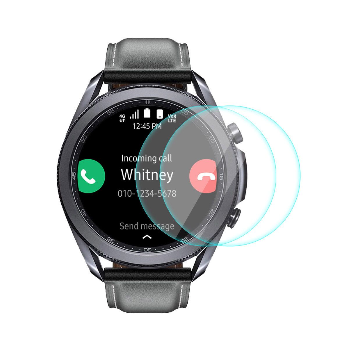HAT PRINCE 2 Pcs Set 0.2mm 9H 2.15D Arc Edge Tempered Glass Watch Screen Film for Samsung Galaxy Watch 3 45mm