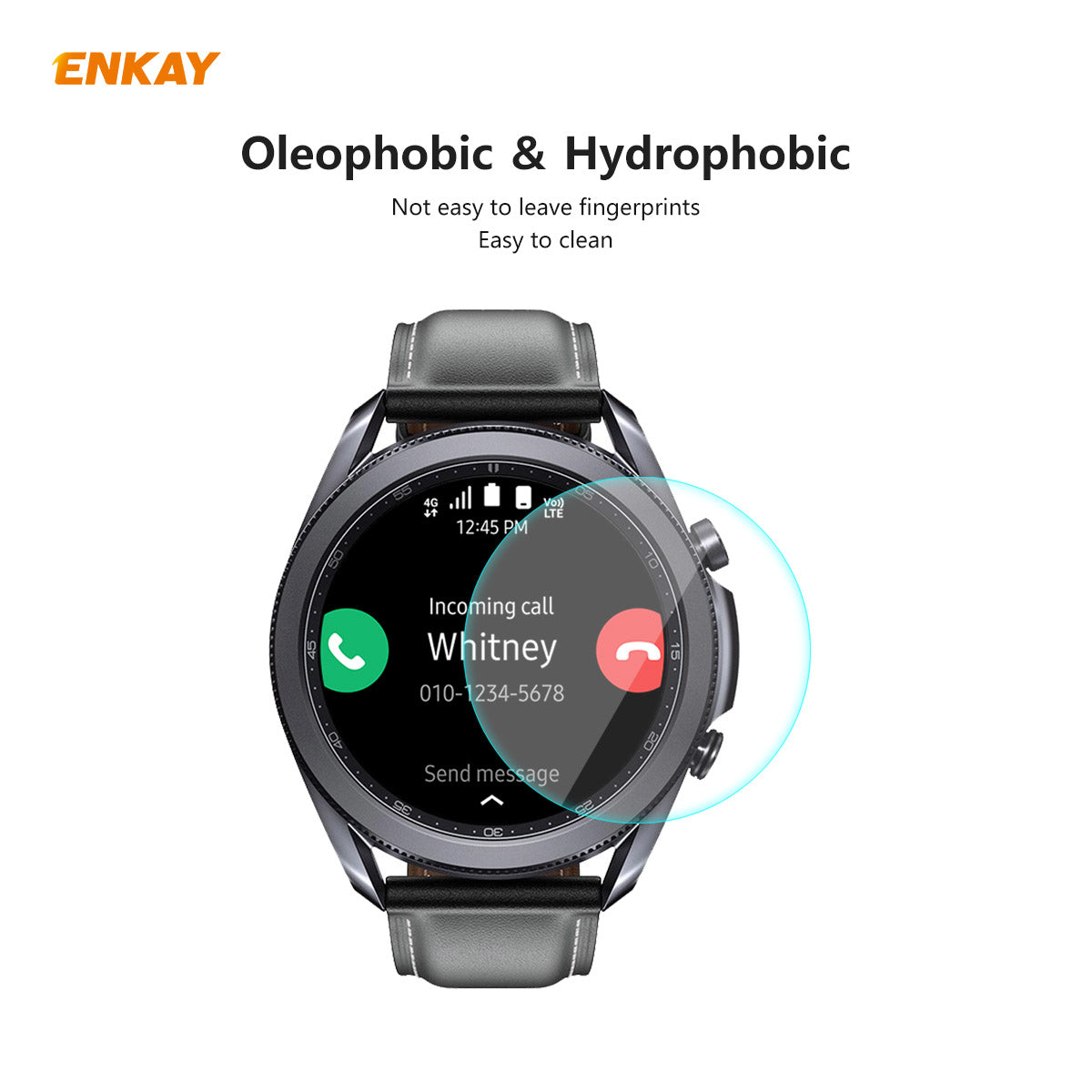 HAT PRINCE 0.2mm 9H 2.15D Arc Edge Tempered Glass Watch Screen Film for Samsung Galaxy Watch 3 45mm
