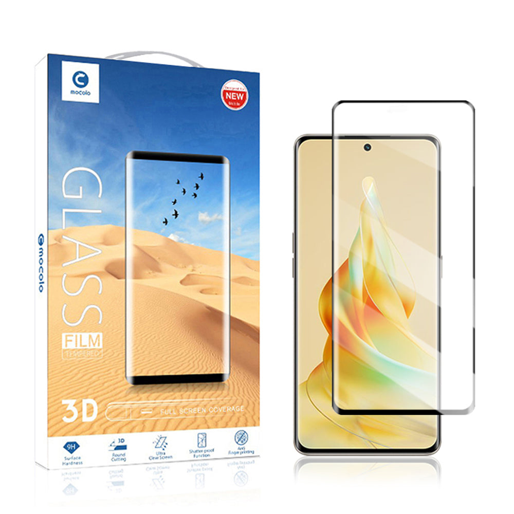 MOCOLO HD Anti-explosion Screen Protector For Oppo Reno8 T 5G/A1 Pro 5G 3D Curved Edges Full Glue Tempered Glass Film - Black
