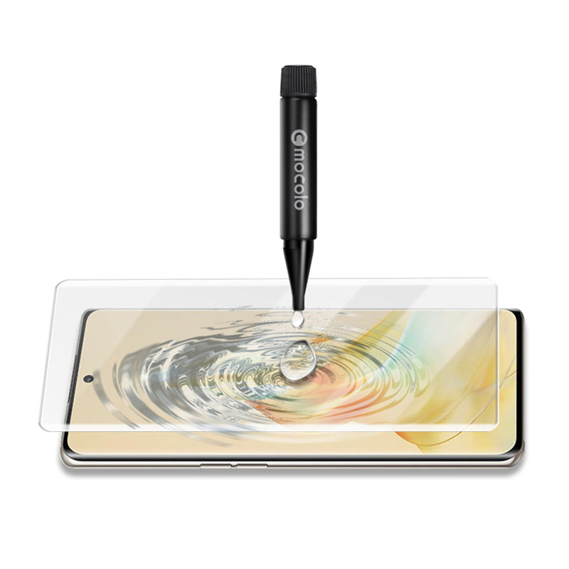 MOCOLO 3D Curved UV Liquid Tempered Glass Film for Oppo Reno8 T 5G/A1 Pro 5G Clear Anti-fingerprint Full Screen Protector