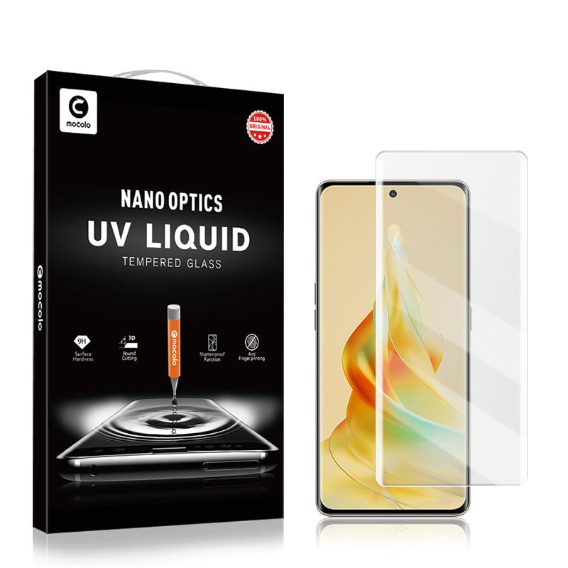 MOCOLO 3D Curved UV Liquid Tempered Glass Film for Oppo Reno8 T 5G/A1 Pro 5G Clear Anti-fingerprint Full Screen Protector