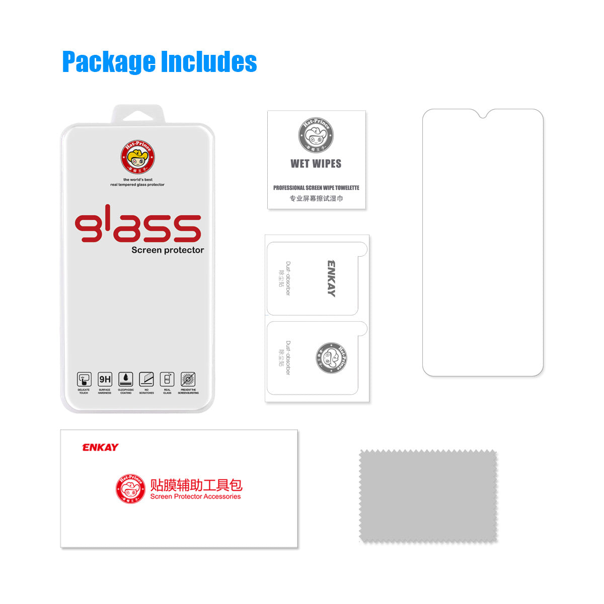 ENKAY HAT PRINCE for Xiaomi Redmi 9 Tempered Glass Film 9H 0.26mm 2.5D Anti-explosion HD Clear Screen Protector