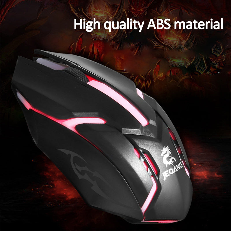JEQANG JM-318 USB Wired Gaming Mouse 6 Buttons Computer Laptop Mice with Backlight - Black