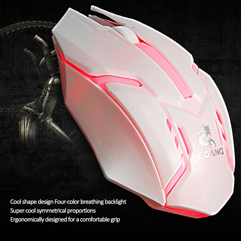JEQANG JM-318 USB Wired Gaming Mouse 6 Buttons Computer Laptop Mice with Backlight - Black