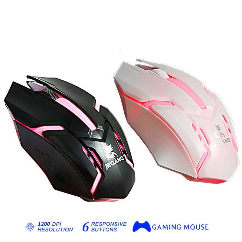 JEQANG JM-318 USB Wired Gaming Mouse 6 Buttons Computer Laptop Mice with Backlight - Black