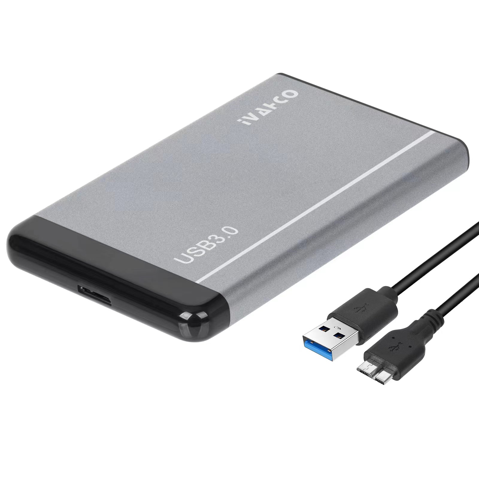 IVAHCO 320GB 2.5 HDD External Case Plug and Play USB3.Matte 0 Hard Disk Enclosure with Data Cable Grey