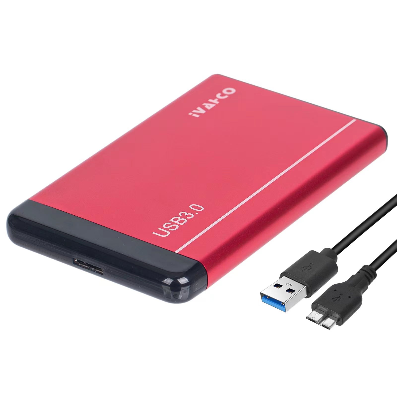 IVAHCO 500GB 2.5 Portable USB3.0 Hard Disk Enclosure Matte HDD External Case Hard Drive Box with Data Cable Grey