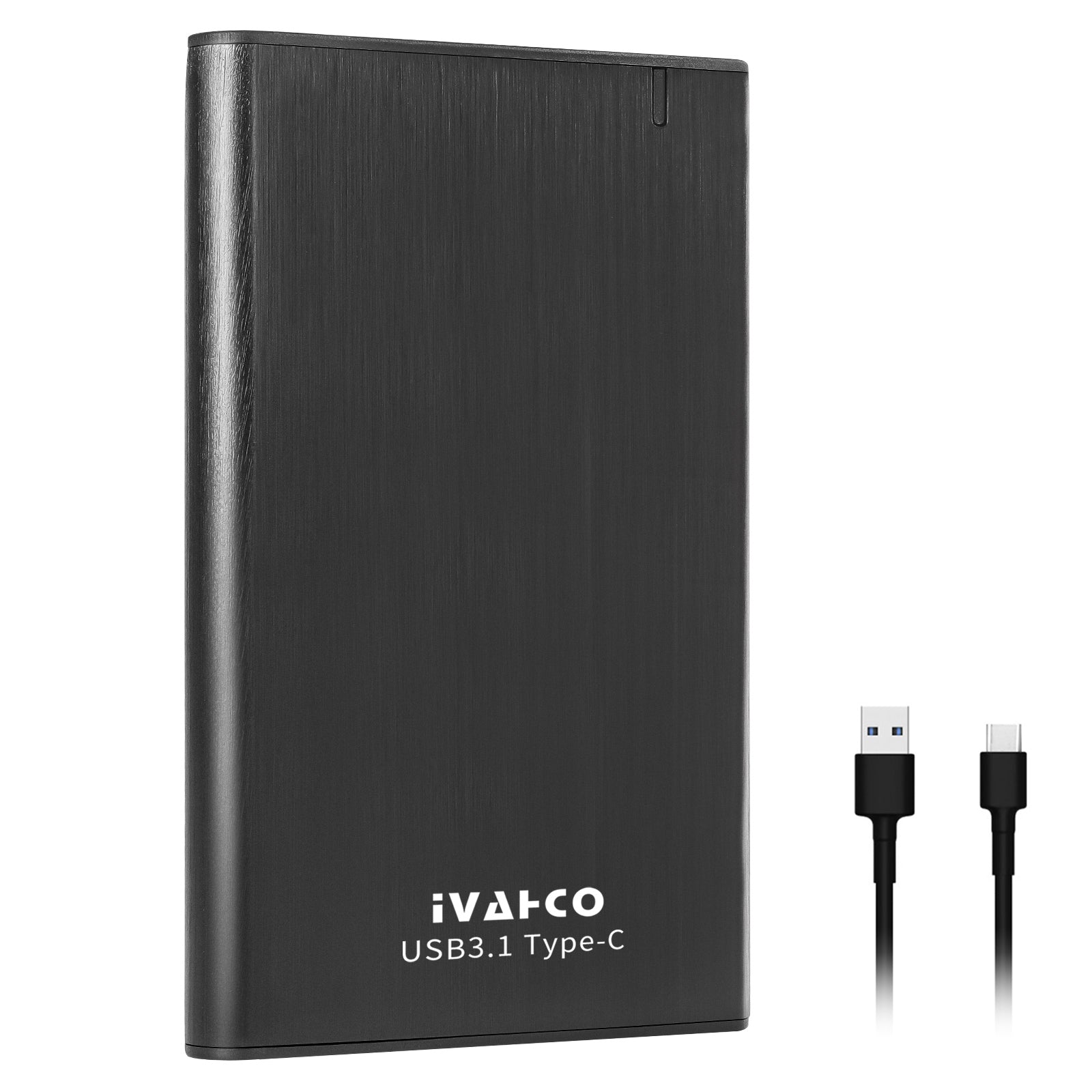 IVAHCO 320GB Type-C USB3.1 Solid State Drive Enclosure Brushed Metal 2.5 HDD External Case Black