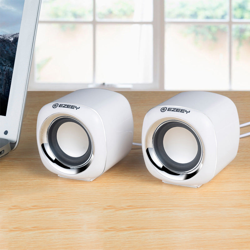 EZEEY A1 One Pair 3.5mm USB Mini Square Wired Speaker Computer Multimedia Desktop Speaker Box for Tablet Laptop Phone