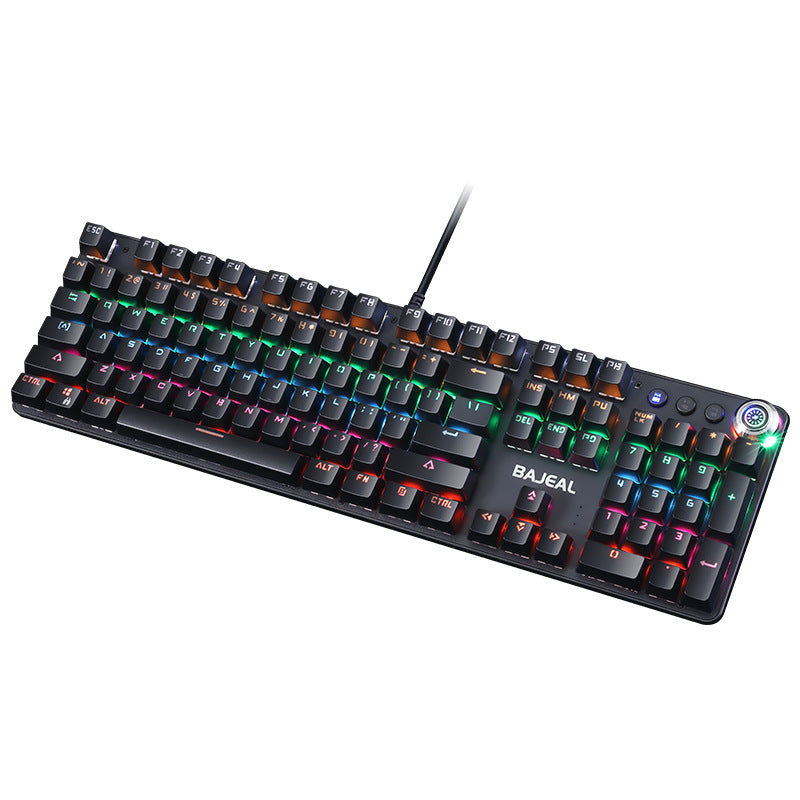 BAJEAL 902 104-Keys Wired Gaming Keyboard Rotary Knob Blue Switch Mechanical Keyboard with Lights for E-Sports