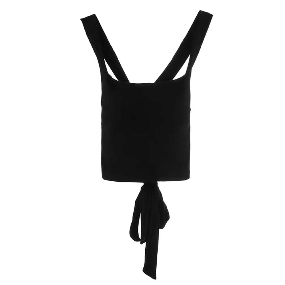 Sexy Criss Cross Tie Back Crop Top for Women Sleeveless Square Neck Tank Top with Chest Pad
