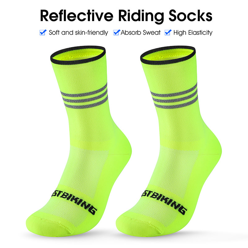 WEST BIKING YP0216052 1 pár Sportovní Běh Cyklistika Ponožky pro dospělé Reflexní prodyšné ponožky se střední trubkou