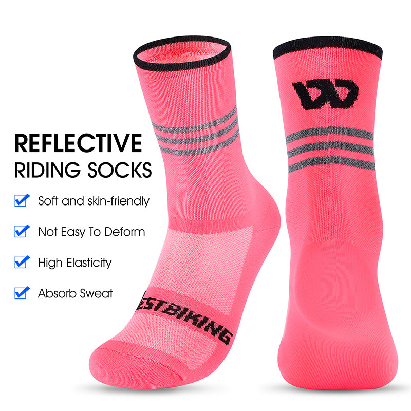 WEST BIKING YP0216052 1 pár Sportovní Běh Cyklistika Ponožky pro dospělé Reflexní prodyšné ponožky se střední trubkou