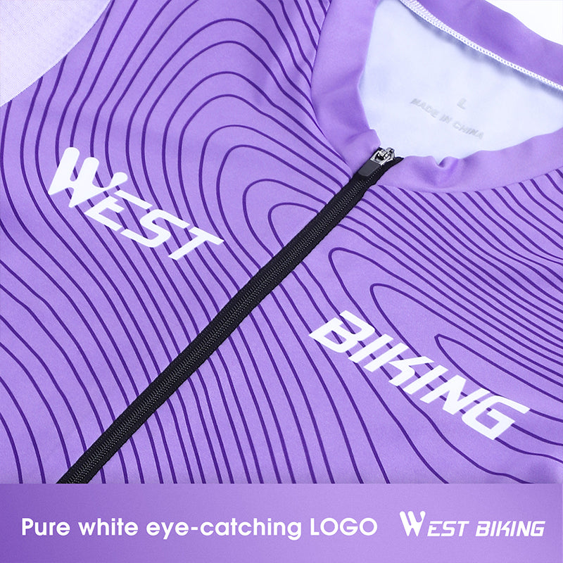 WEST BIKING YP0206170 Summer Cycling Short Style Zipper Top MTB Bike Quick Drying Round Neck Short Sleeve Slim Fit T-Shirt