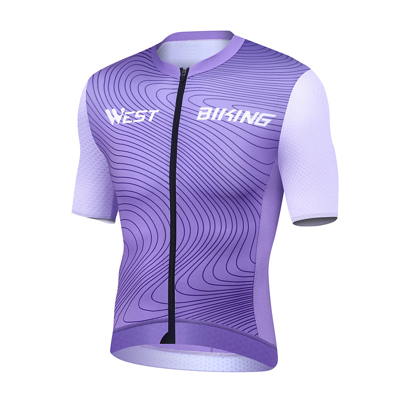 WEST BIKING YP0206170 Summer Cycling Short Style Zipper Top MTB Bike Quick Drying Round Neck Short Sleeve Slim Fit T-Shirt