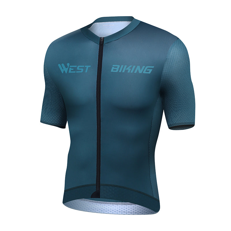 WEST BIKING YP0206170 Summer Cycling Short Style Zipper Top MTB Bike Quick Drying Round Neck Short Sleeve Slim Fit T-Shirt