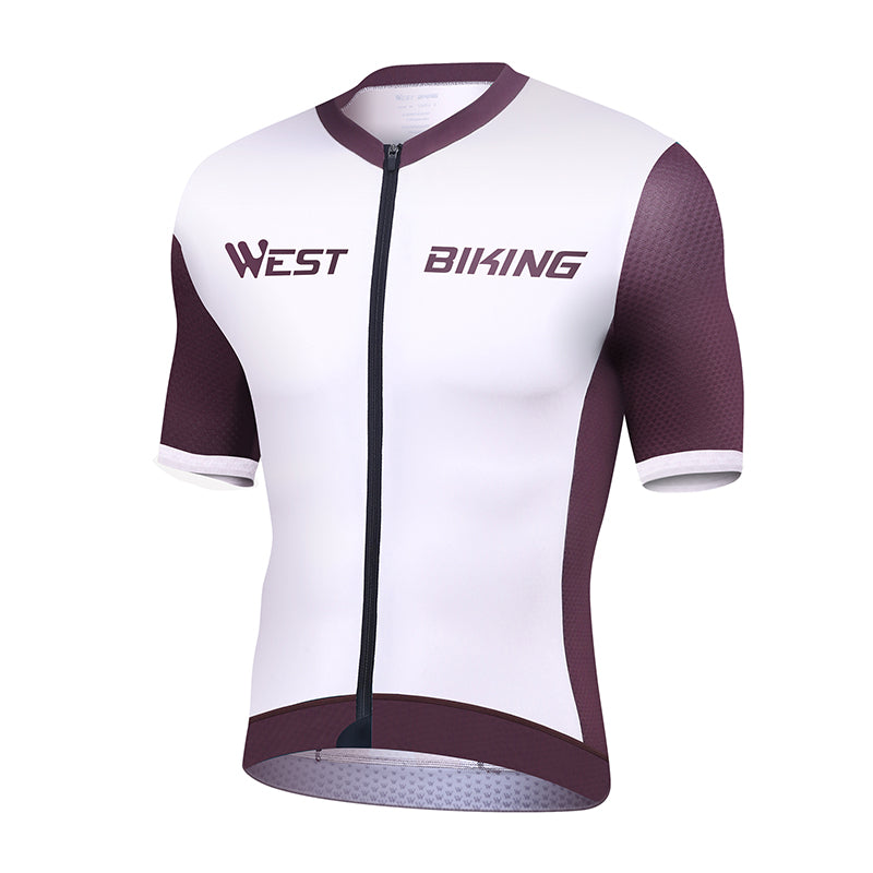 WEST BIKING YP0206170 Summer Cycling Short Style Zipper Top MTB Bike Quick Drying Round Neck Short Sleeve Slim Fit T-Shirt