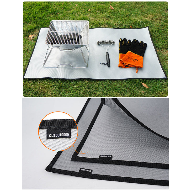 CLS Fireproof Cloth Heat Insulation Pad High-Temperature Resistant Mat for Camping Picnic Barbecue Size L 105x60cm