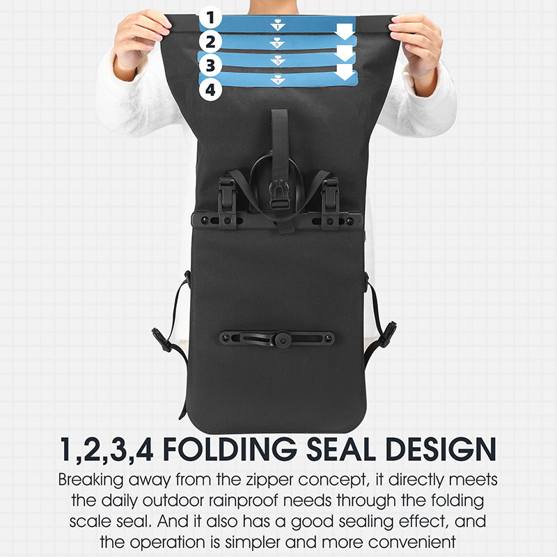 WEST BIKING YP0707313 20L Bicycle Reflective Rear Rack Bag TPU Waterproof Bike Seat Tail Pannier Pack
