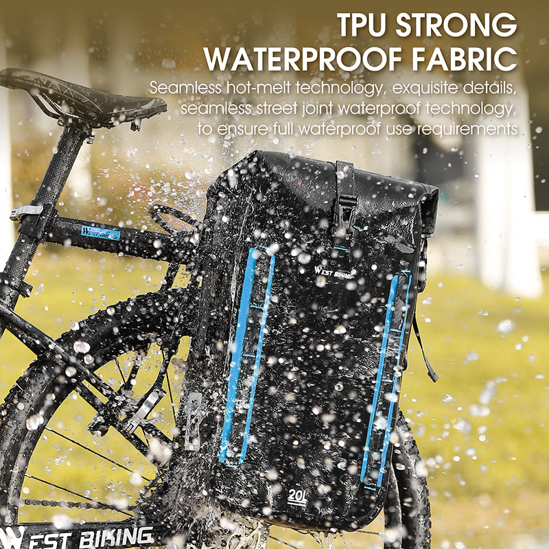 WEST BIKING YP0707313 20L Bicycle Reflective Rear Rack Bag TPU Waterproof Bike Seat Tail Pannier Pack