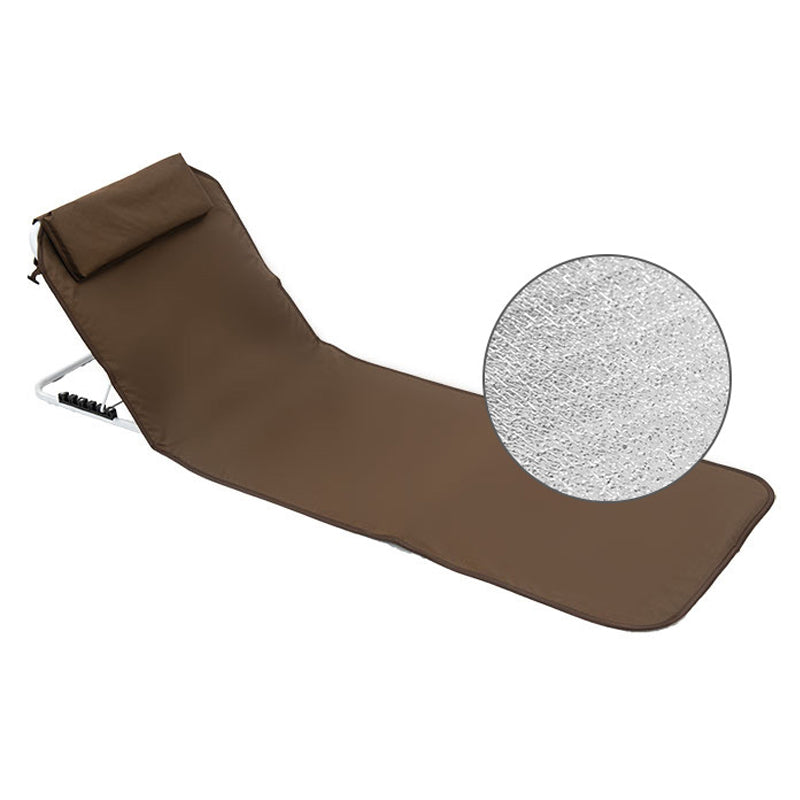 021 160*54cm Outdoor Portable Fishing Chair Camping Lawn Relaxing Beach Chair Sitting Reclining Folding Lounger (Oxford Cloth Aluminum Foil EPE)