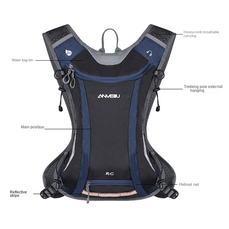 ANMEILU 1057 Bike Cycling Backpack Running Hydration Water Bag Ultralight Bladder Rucksack with Helmet Mesh