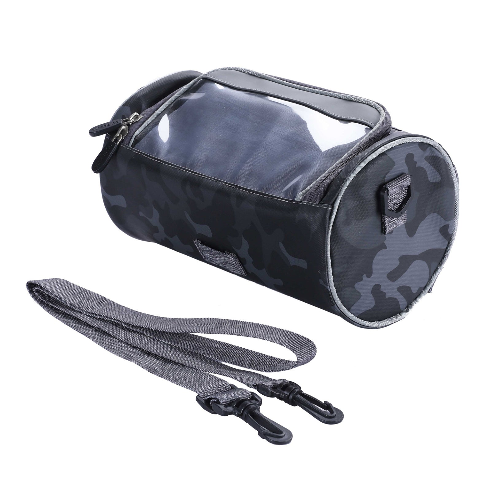 MTB Bicycle Handlebar Bag Camouflage Bike Front Storage Bag with 7.5inch Touch Screen Phone Pouch