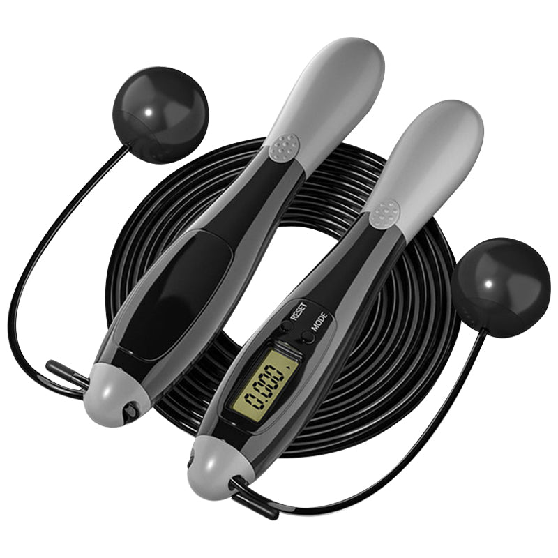 Dual Purpose Wired Cordless Electronic Skipping Rope Gym Fitness Intelligent Skipping Rope with LCD Screen (with Cordless Ball)