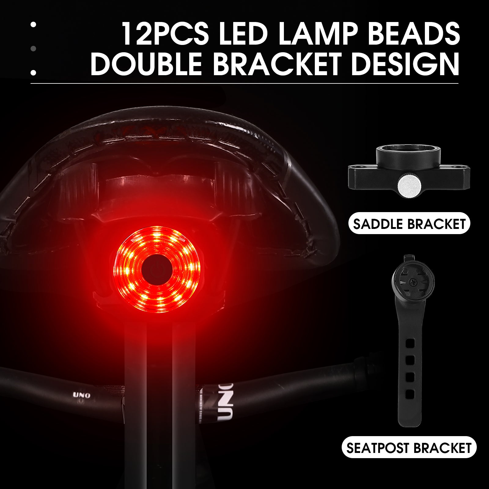 WEST BIKING YP0701317 Seat Cushion/Seat Post Mount USB Charging Bike LED Tail Light Waterproof Smart Brake Induction Cycling Warning Rear Lamp