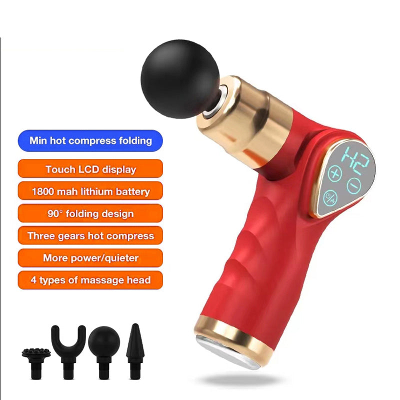 32 Gears Folding Massage Tool Massage Gun Muscle Relaxing Hot Compression Massager with Digital Display Screen