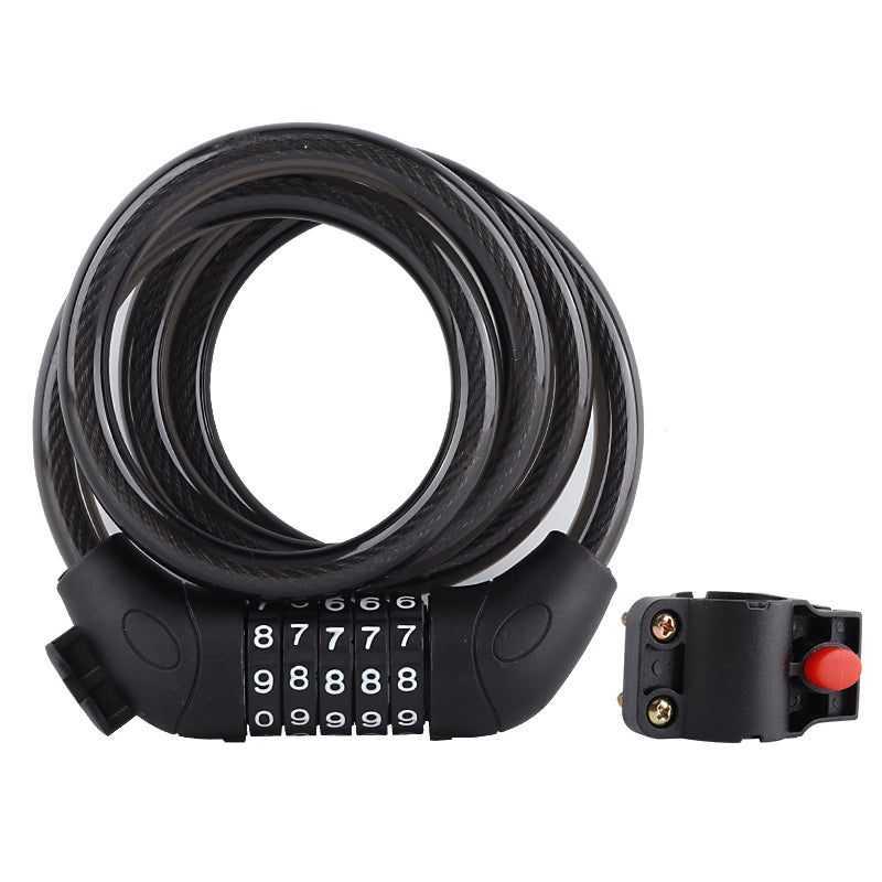 LG7101 125cm Bicycle Steel Cable 5 Digit Password Lock MTB Bike Scooter Anti-theft Combination Code Lock
