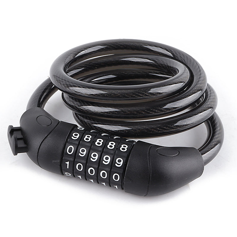 LG7101 125cm Bicycle Steel Cable 5 Digit Password Lock MTB Bike Scooter Anti-theft Combination Code Lock