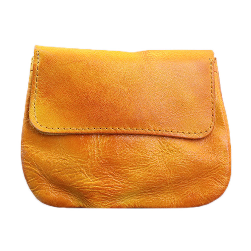 SG633 Vintage Wrinkled Top Layer Cowhide Leather Driver License Keys Holder Card Bag Flap Design Coin Purse