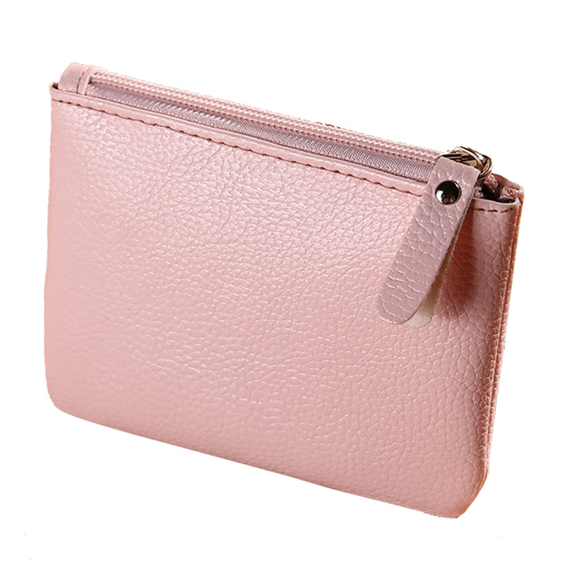 YF-008 Litchi Texture PU Leather Coin Storage Bag Pouch Zipper Design Small Change Purse Card Key Holder