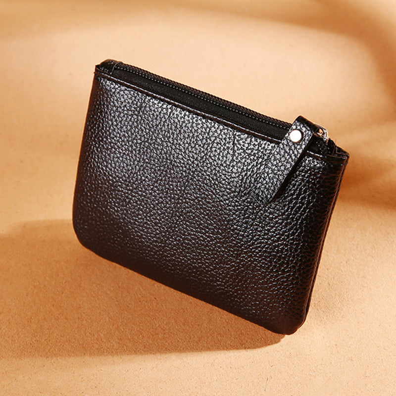 YF-008 Litchi Texture PU Leather Coin Storage Bag Pouch Zipper Design Small Change Purse Card Key Holder