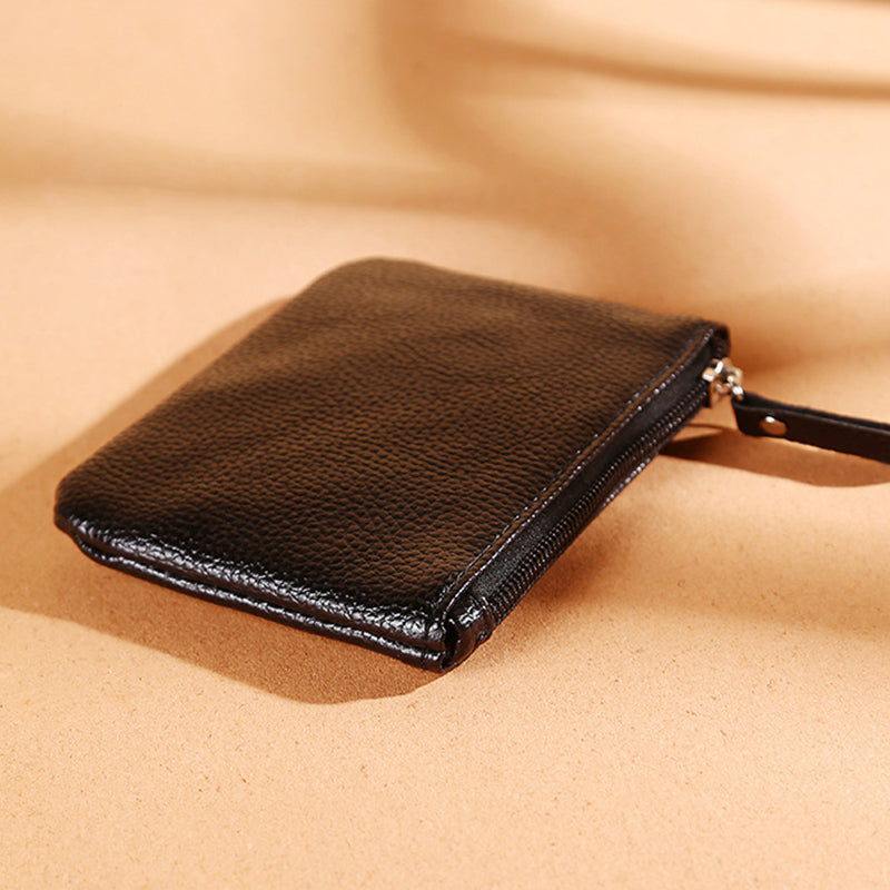 YF-008 Litchi Texture PU Leather Coin Storage Bag Pouch Zipper Design Small Change Purse Card Key Holder