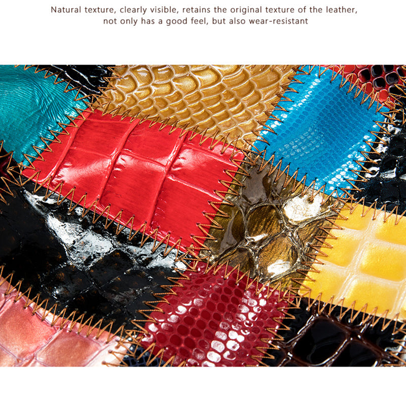 4202 Color Splicing Cellphone Clutch Women Purse Top Layer Cowhide Leather Tri-fold Long Wallet