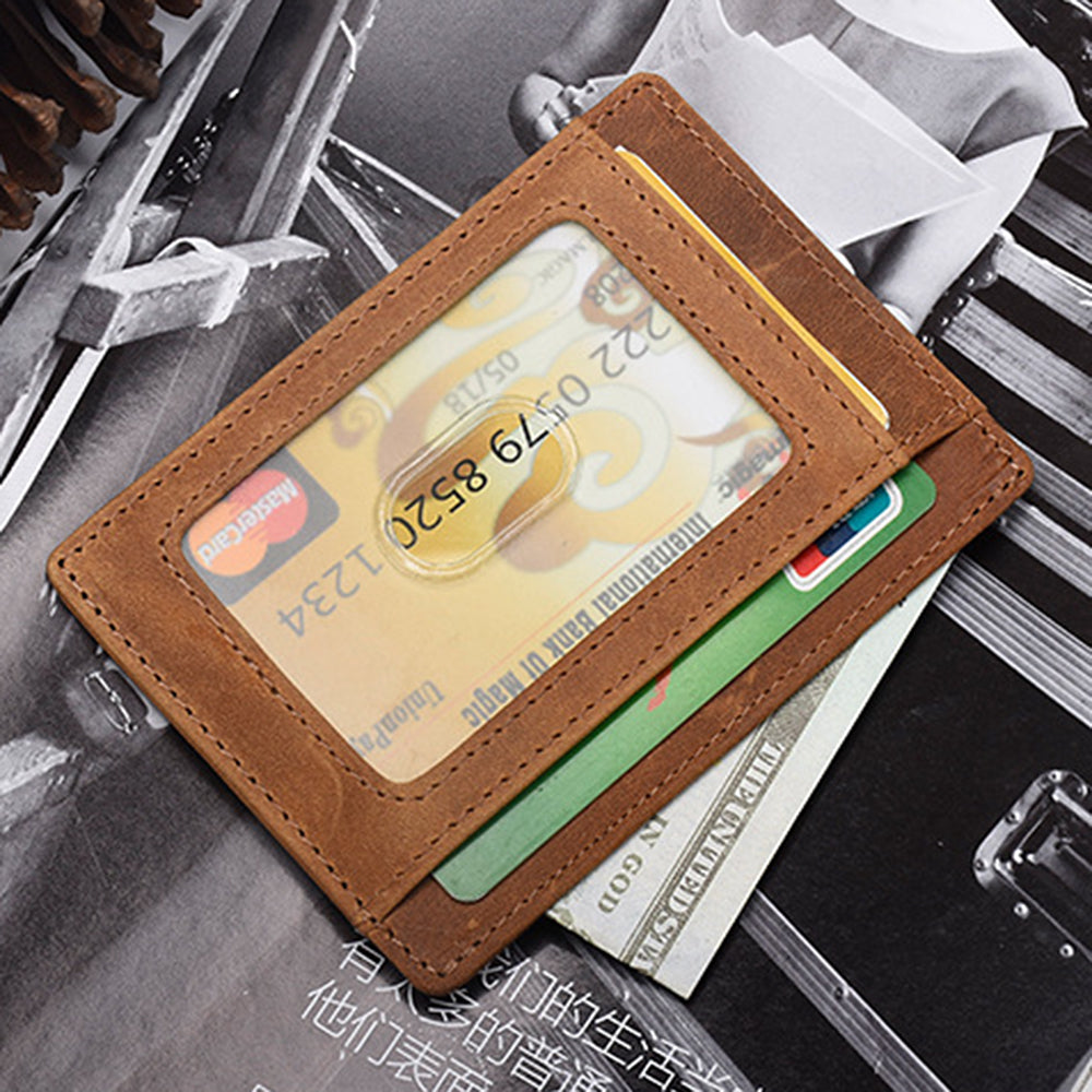 AP156 To My Son Daughter Minimalist Wallet Gift from Dad Mom RFID Blocking Cowhide Leather Front Pocket Card Bag