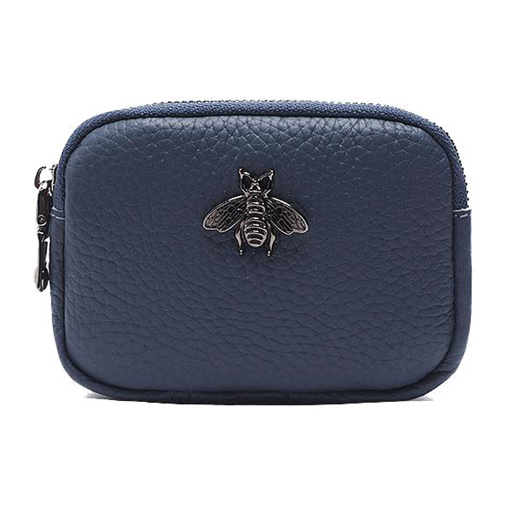 AP202 Dual-Layer Genuine Cowhide Leather Coin Storage Bag Mini Wallet Small Change Pouch Zipper Purse Card Key Holder
