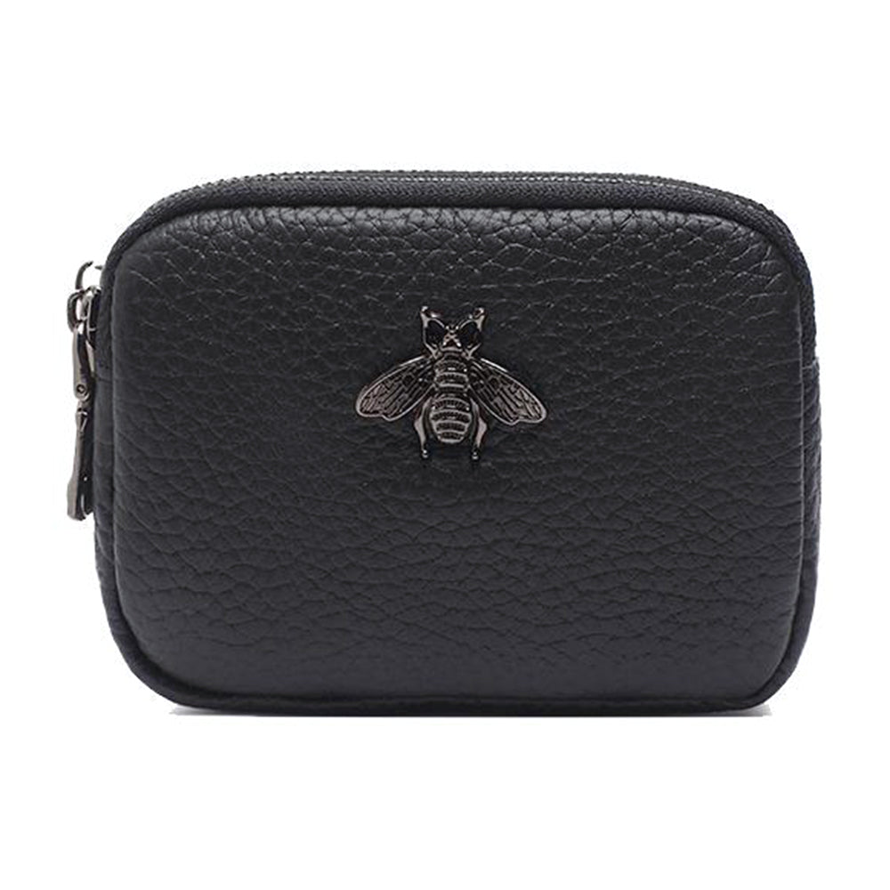 AP202 Dual-Layer Genuine Cowhide Leather Coin Storage Bag Mini Wallet Small Change Pouch Zipper Purse Card Key Holder