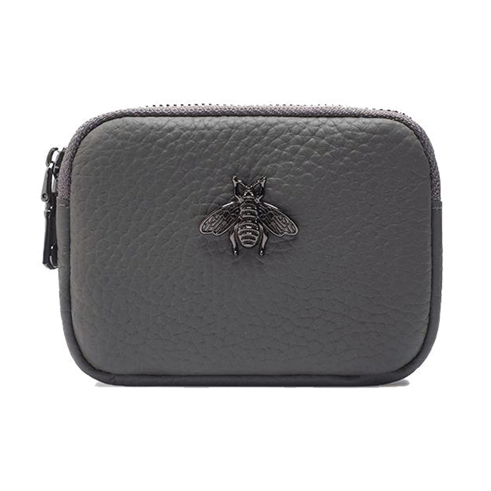 AP202 Dual-Layer Genuine Cowhide Leather Coin Storage Bag Mini Wallet Small Change Pouch Zipper Purse Card Key Holder